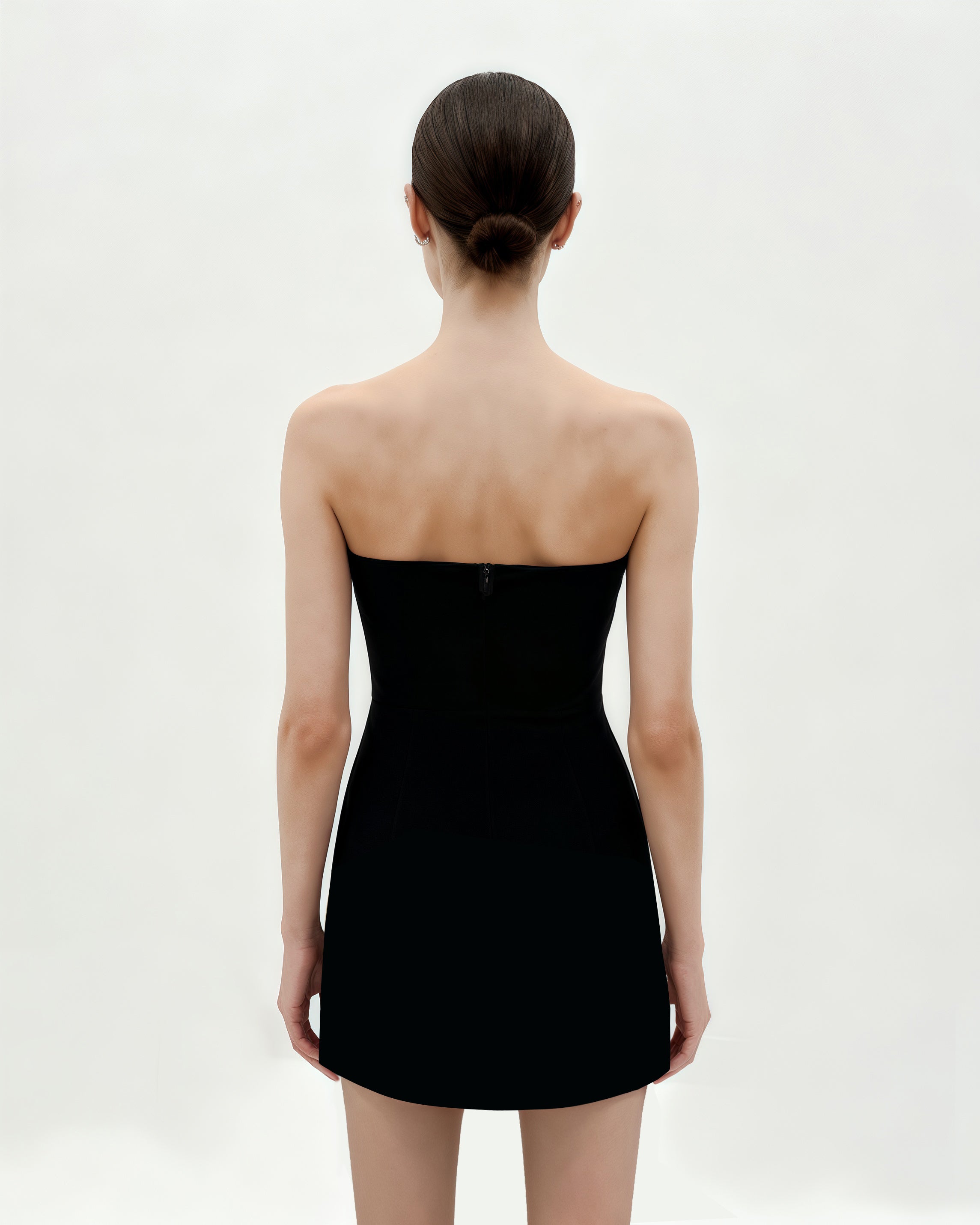 Tulip Appliqué Strapless Dress - Black