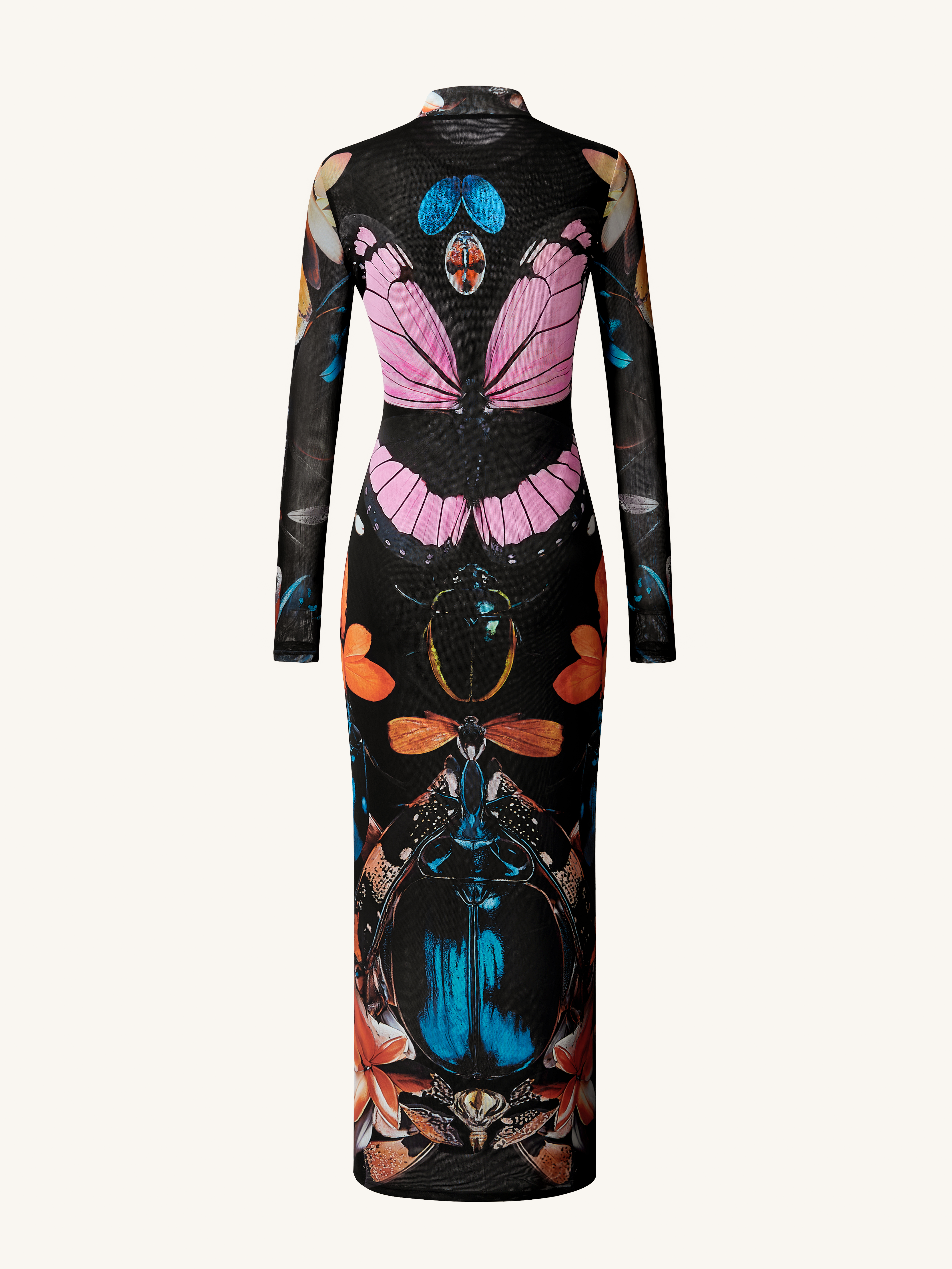 Double-layered Mesh Sheer Butterfly and Beetle Gown - Multicolor