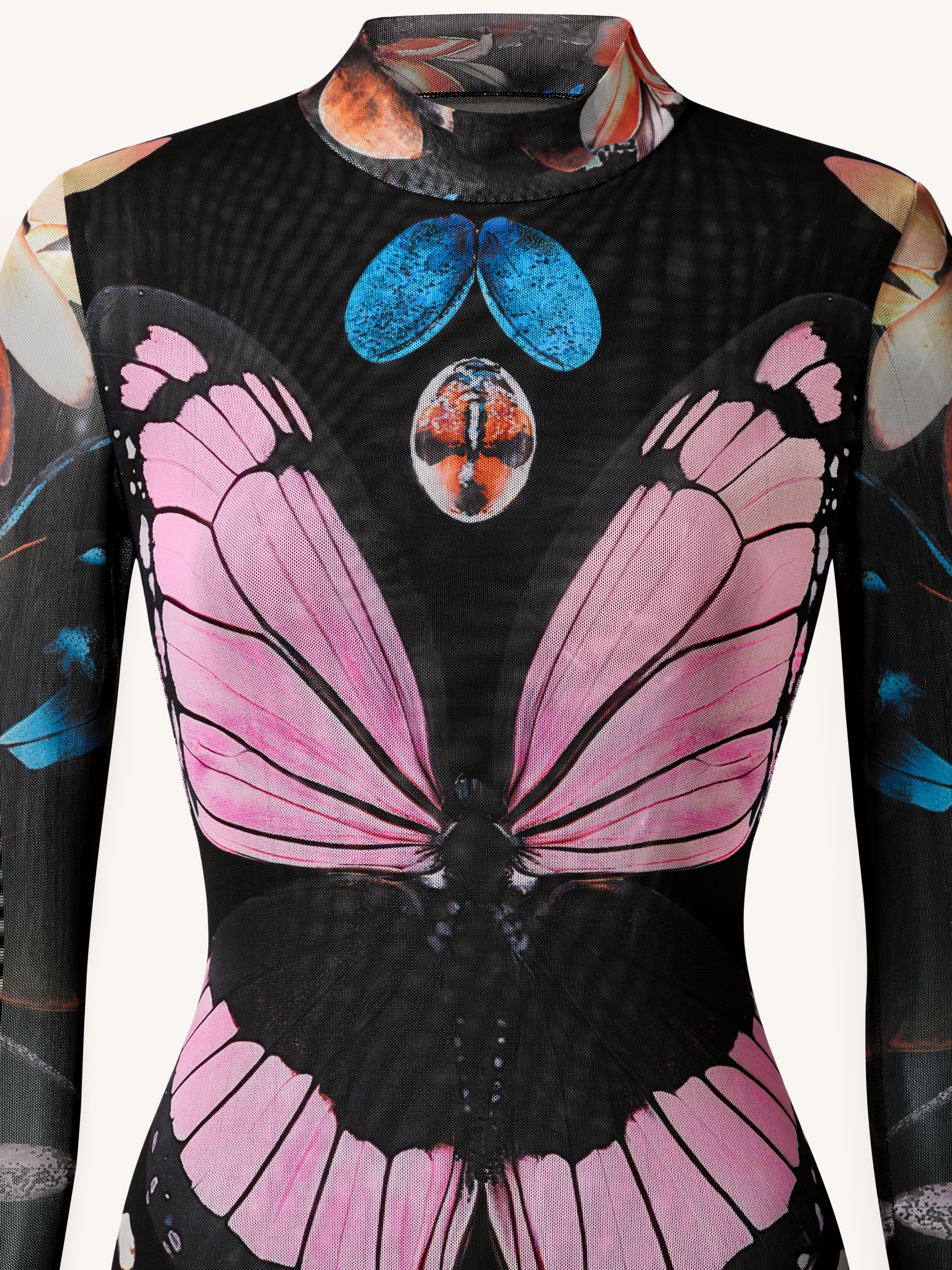 Double-layered Mesh Sheer Butterfly and Beetle Gown - Multicolor