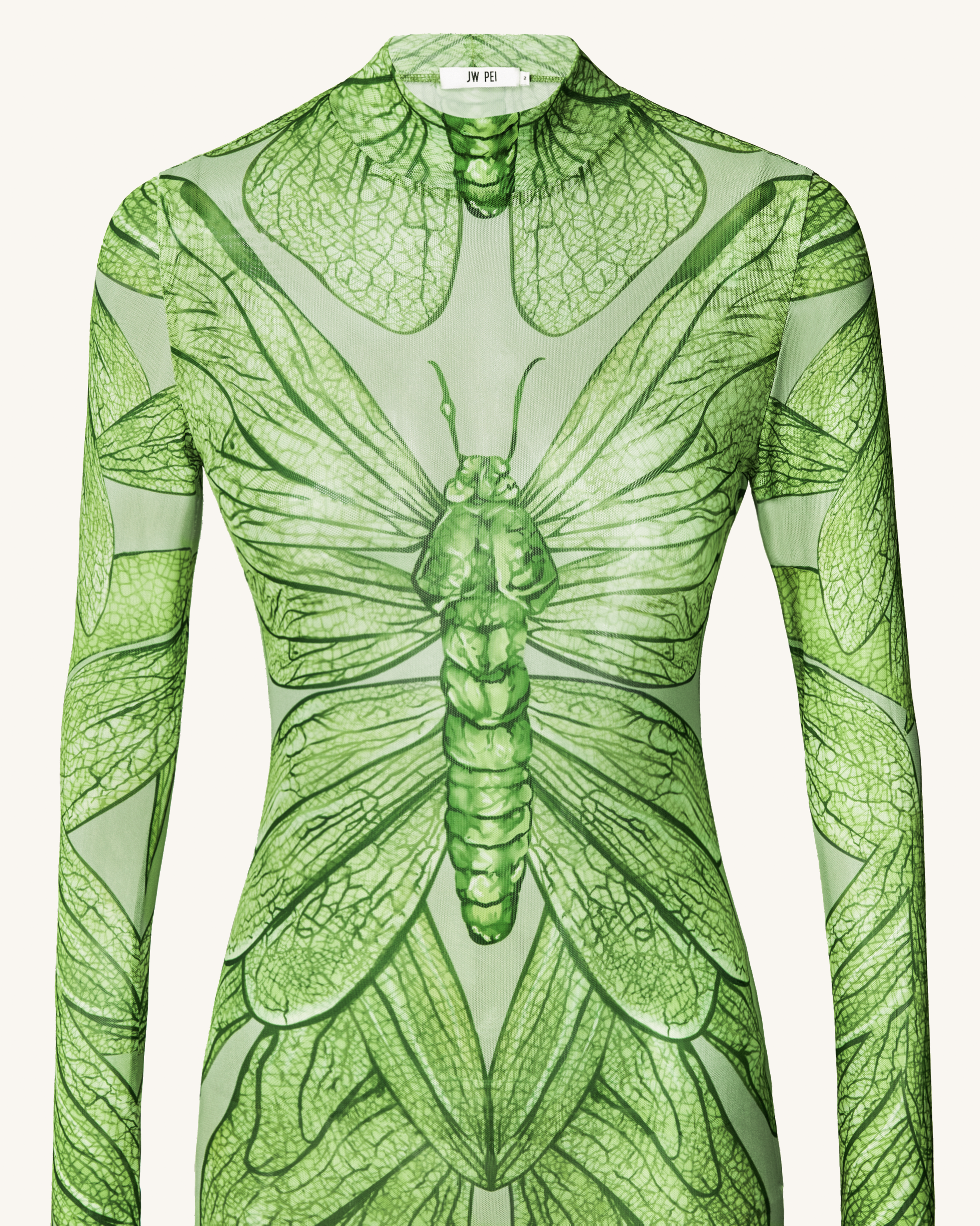 Emerald Dragonfly Sheer Mesh Gown - Green