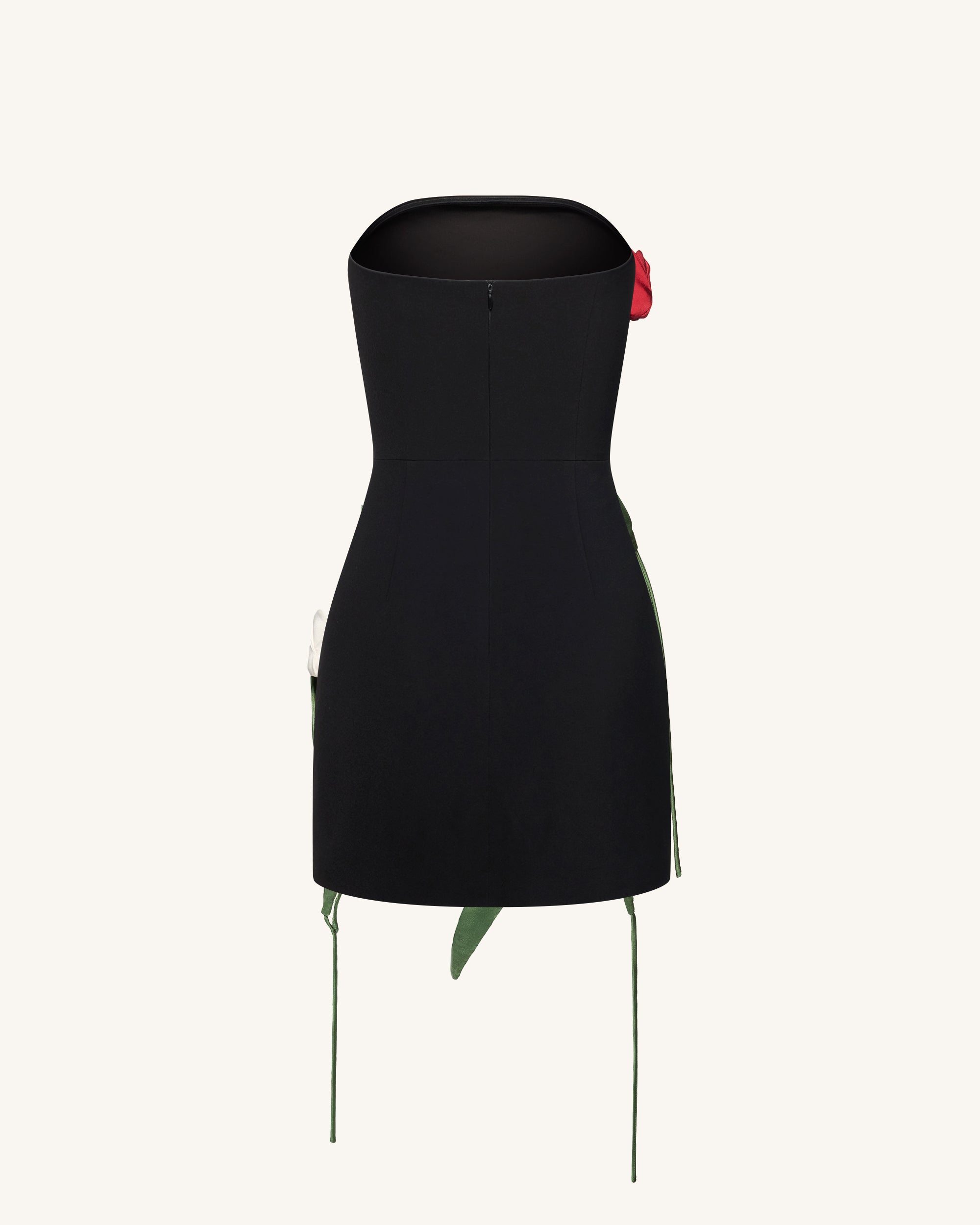 Tulip Appliqué Strapless Dress - Black