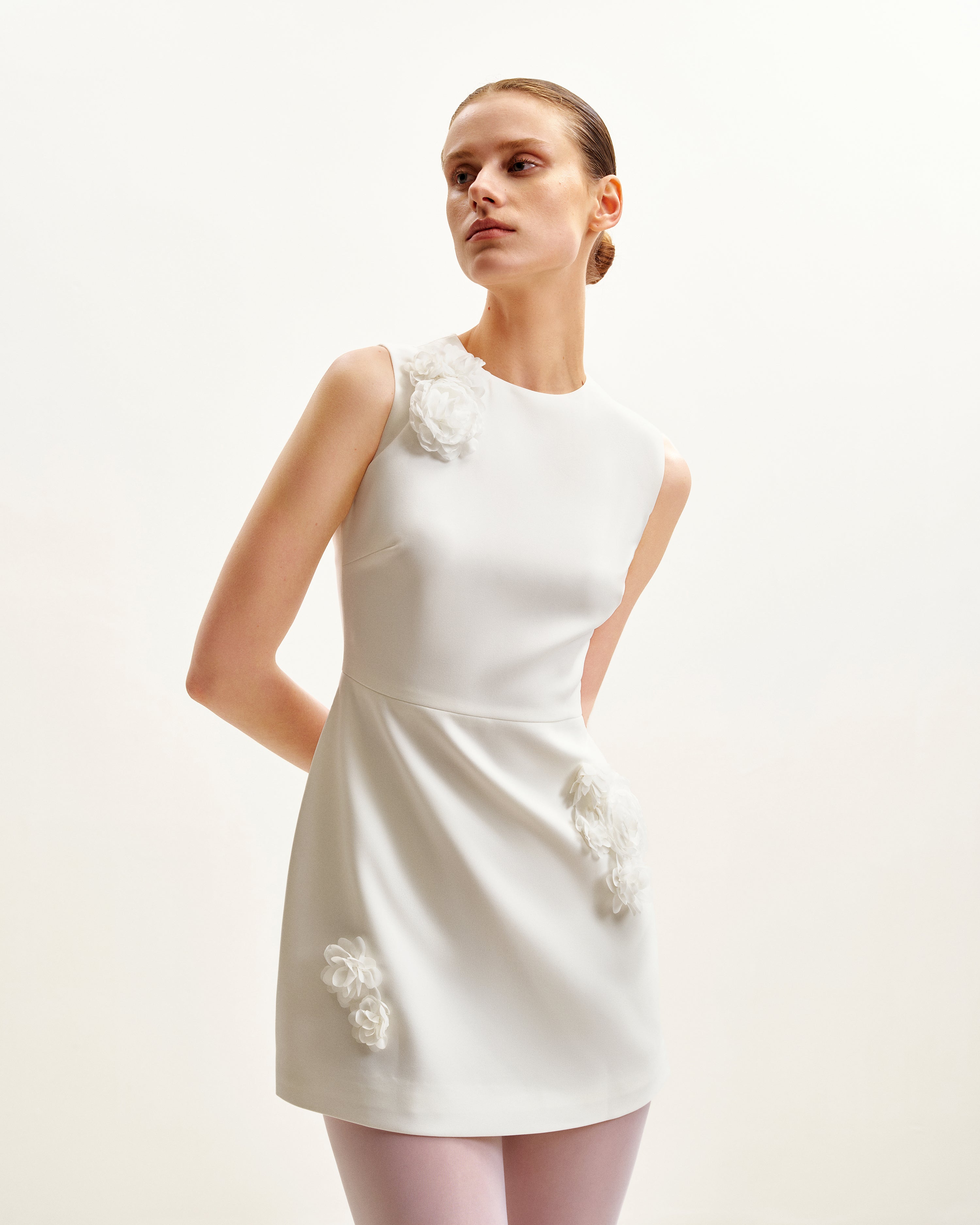 Blooming Beauty Evening Dress - White