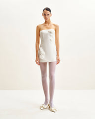 Blossoming Elegance Strapless Dress - White