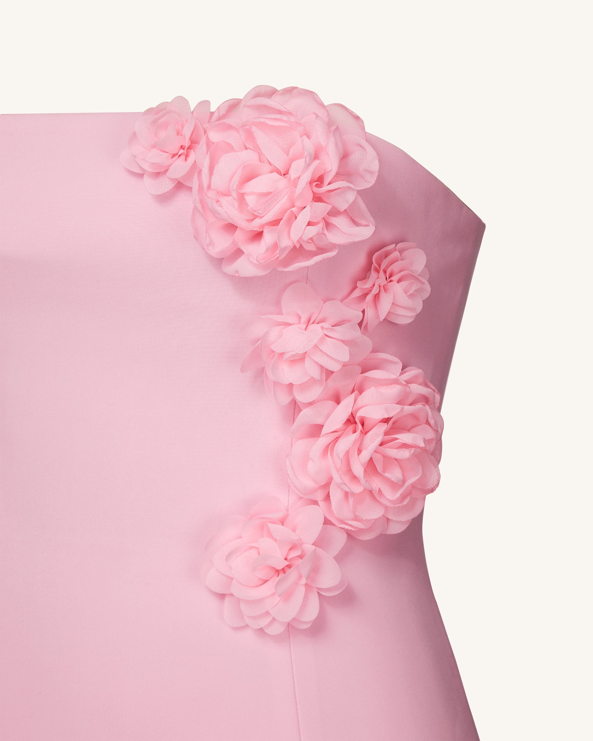 Blossoming Elegance Strapless Dress - Pink