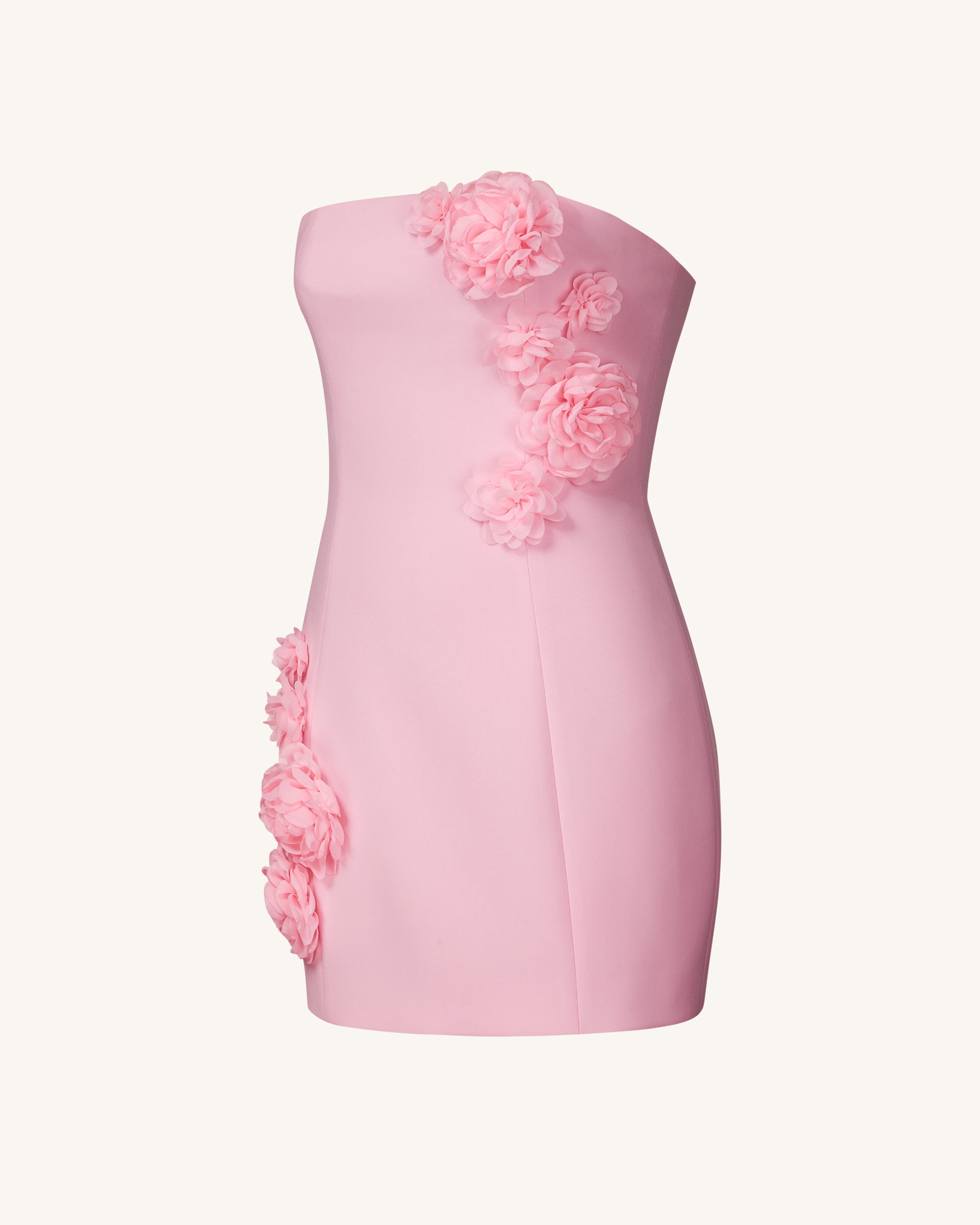 Blossoming Elegance Strapless Dress - Pink