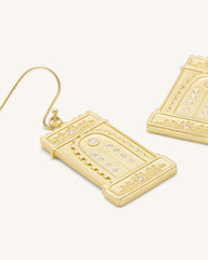 Roman Arch Earrings - 18ct Gold Plated & White Zircon