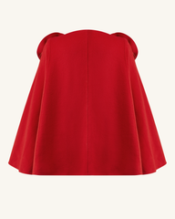 Clara Floral Applique Cape Coat - Red