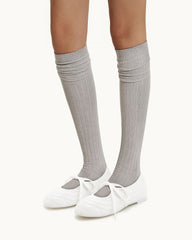 Erika Topstitching lace-up ballet Flats- White