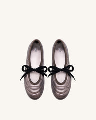 Erika Topstitching Lace-up Ballet Flats - Dark Brown