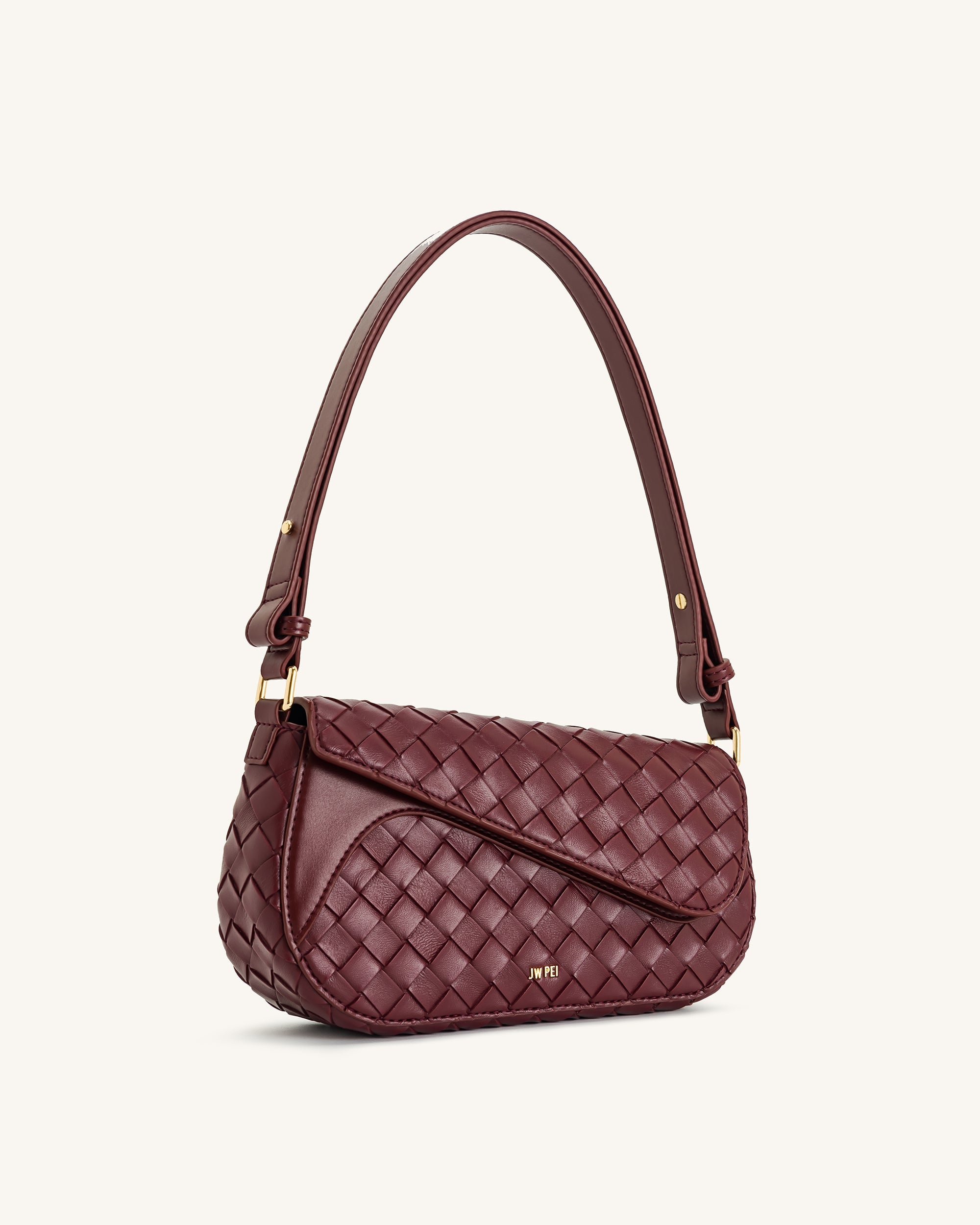 Addisyn Weave Texture Shoulder Bag - Burgundy