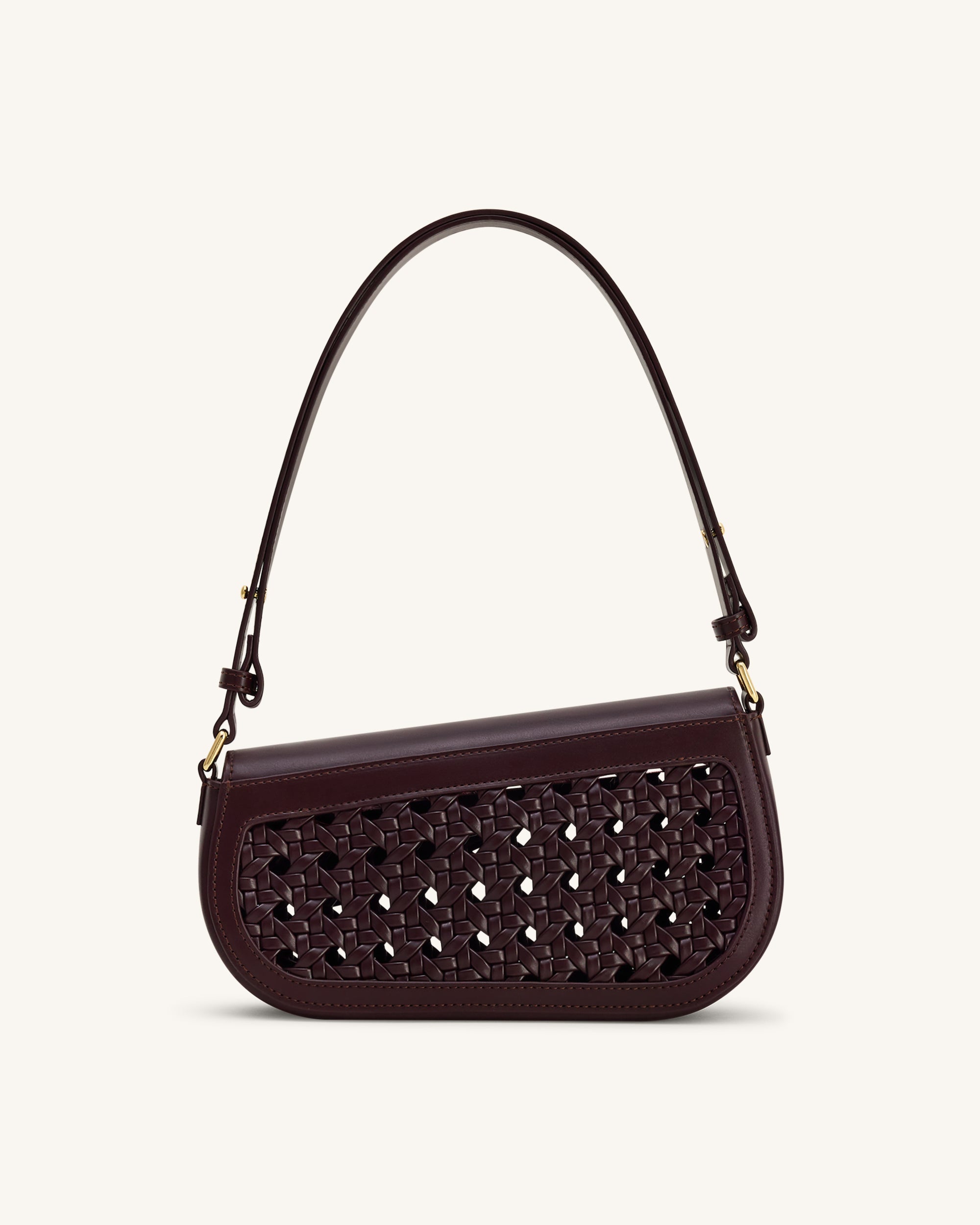 Addisyn Cutout Woven Shoulder Bag - Burgundy