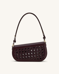 Addisyn Cutout Woven Shoulder Bag - Burgundy