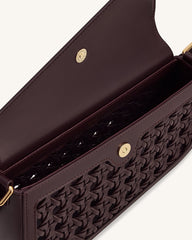 Addisyn Cutout Woven Shoulder Bag - Burgundy