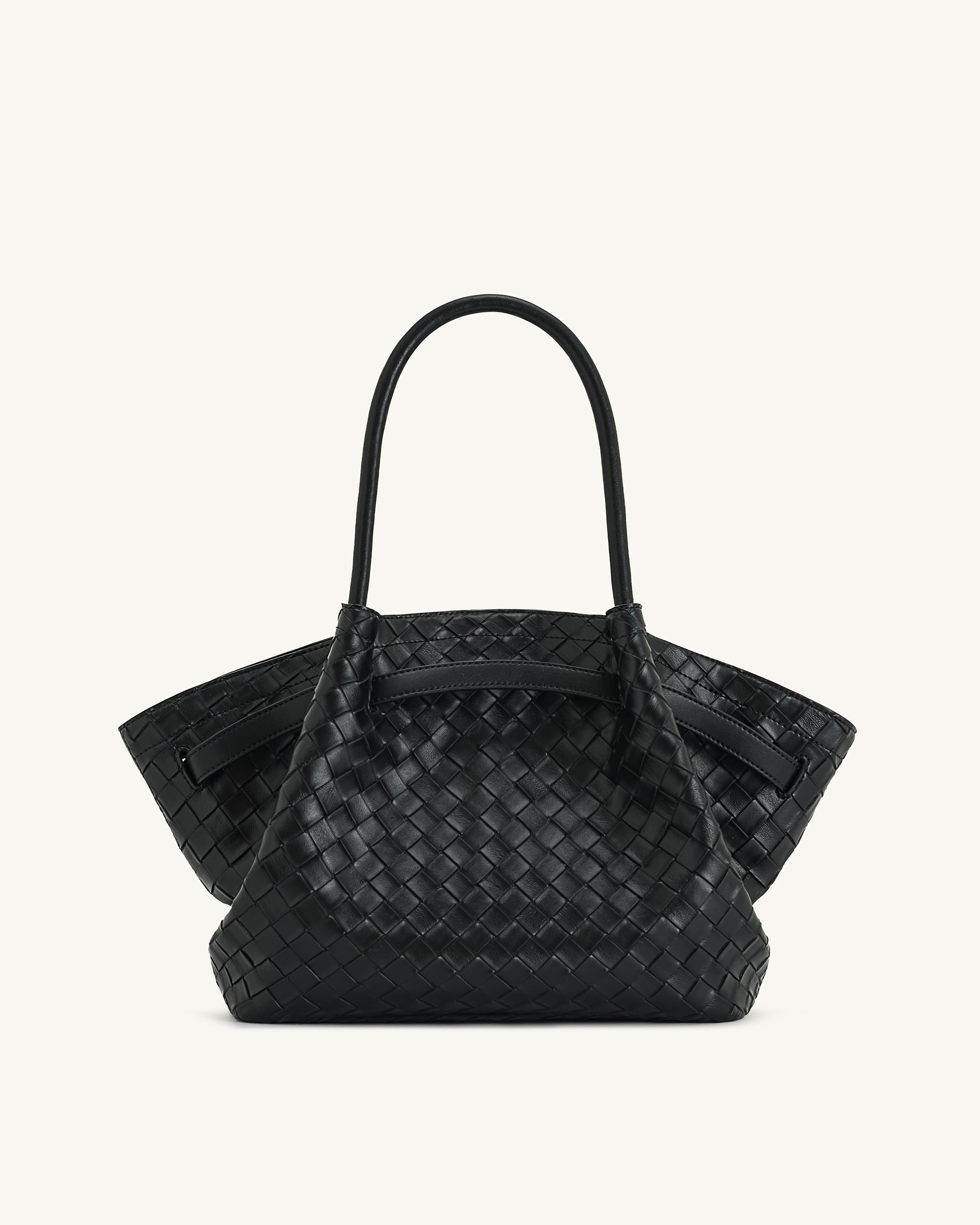 Hana Medium Weave Texture Tote Bag - Black