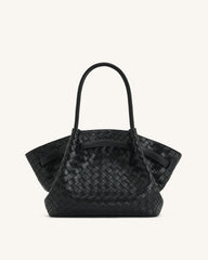 Hana Medium Weave Texture Tote Bag - Black