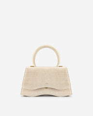 Molly Top Handle Bag - Light Beige Croc