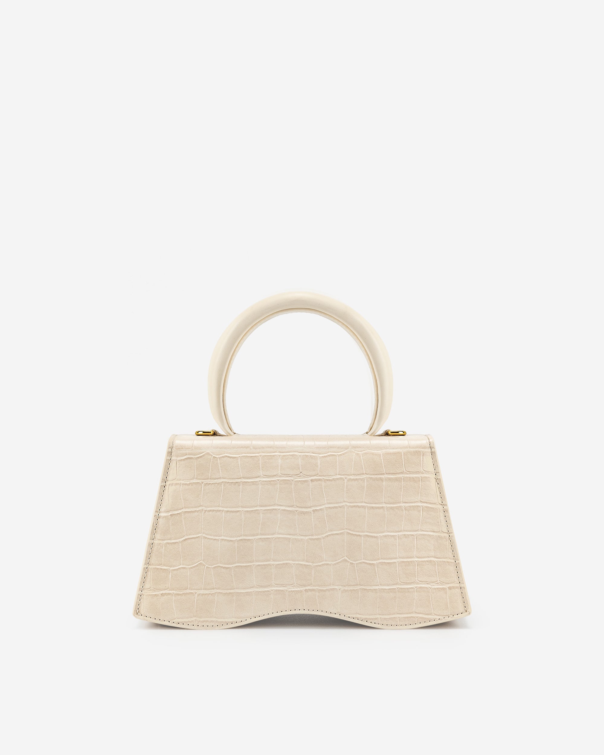 Molly Top Handle Bag - Light Beige Croc