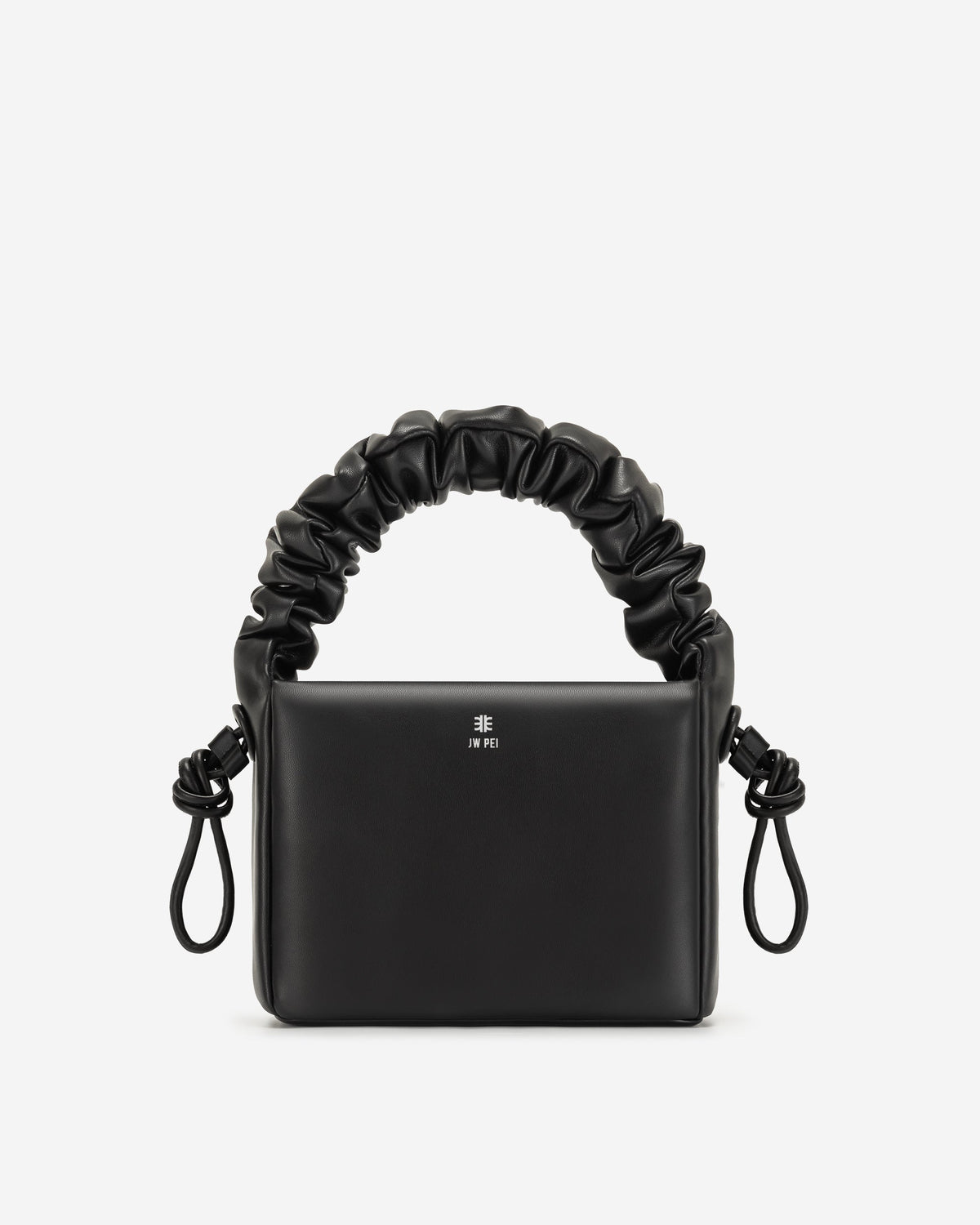 Rylee Pleated Drawstring Top Handle Bag - Black