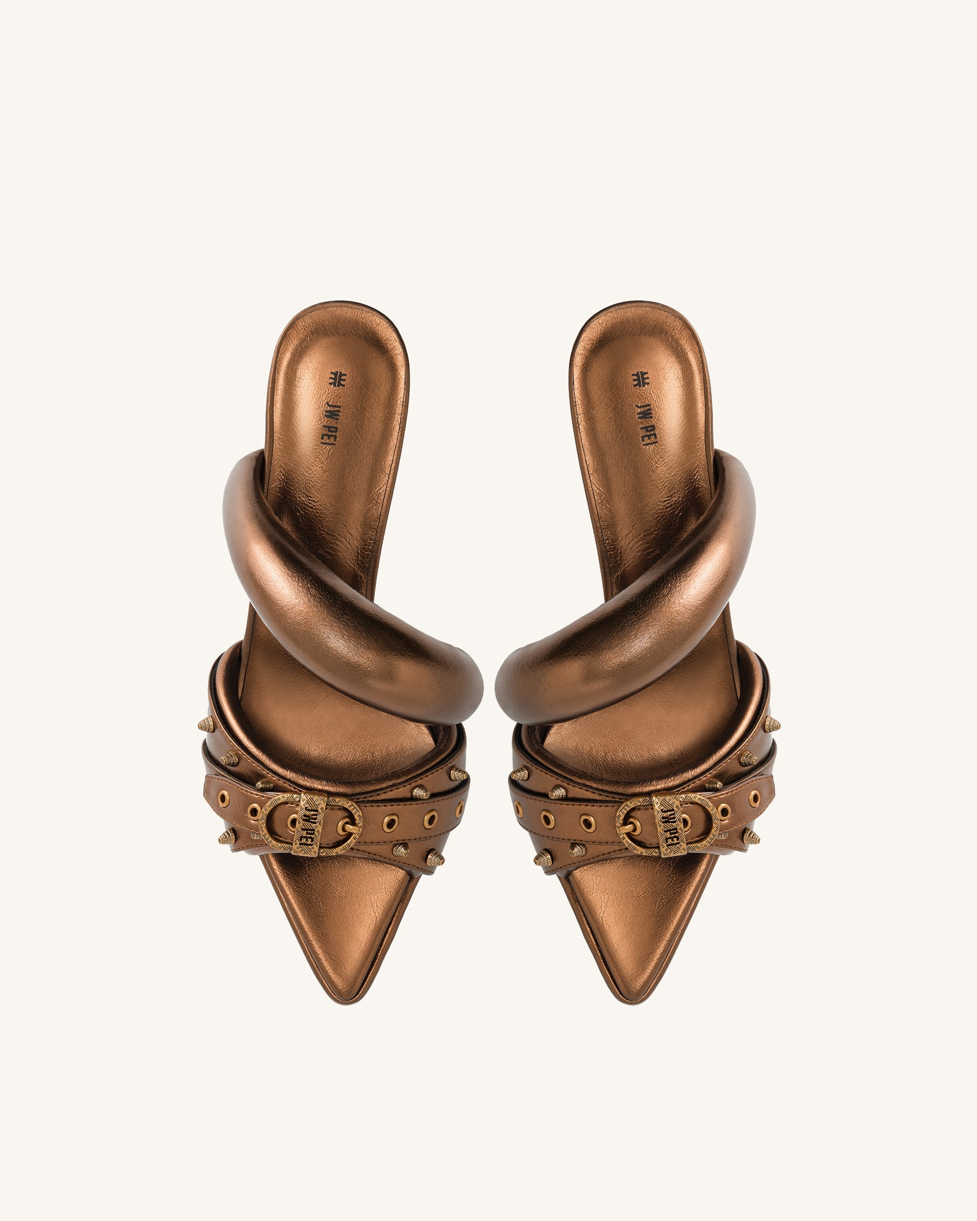 Sara Studded Metallic Mule - Gold