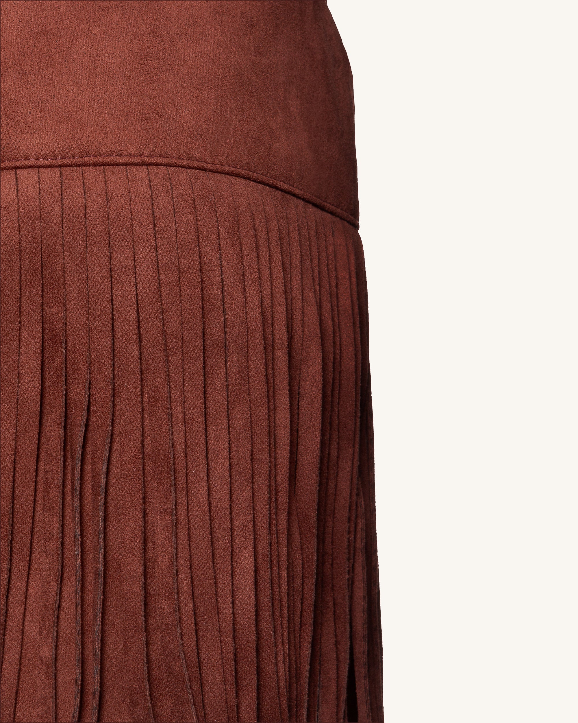 Faux Suede Fringe Halter - Burgundy