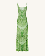 Dragonfly Totem Maxi Dress - Green