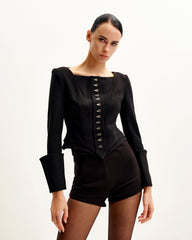 Lydia Corset-Inspired Blazer - Black