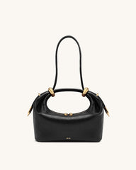 Ellie Metal Ring Embellished Top Handle Bag - Black