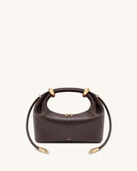 Ellie Metal Ring Embellished Top Handle Bag - Dark Brown