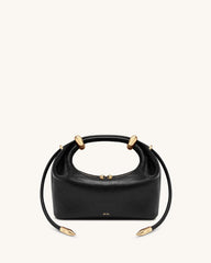 Ellie Metal Ring Embellished Top Handle Bag - Black